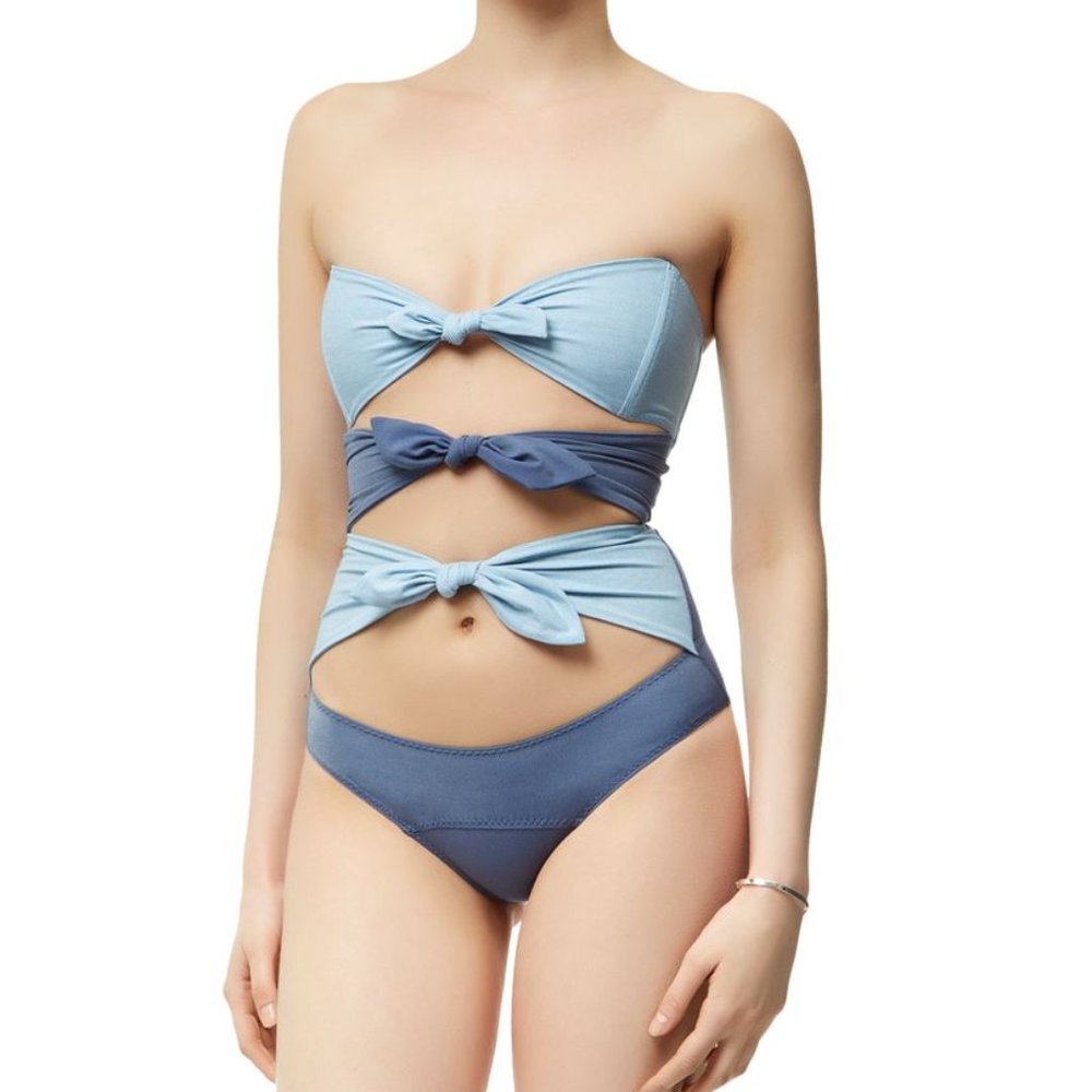 Lisa Marie Fernandez Triple Poppy Denim Maillot